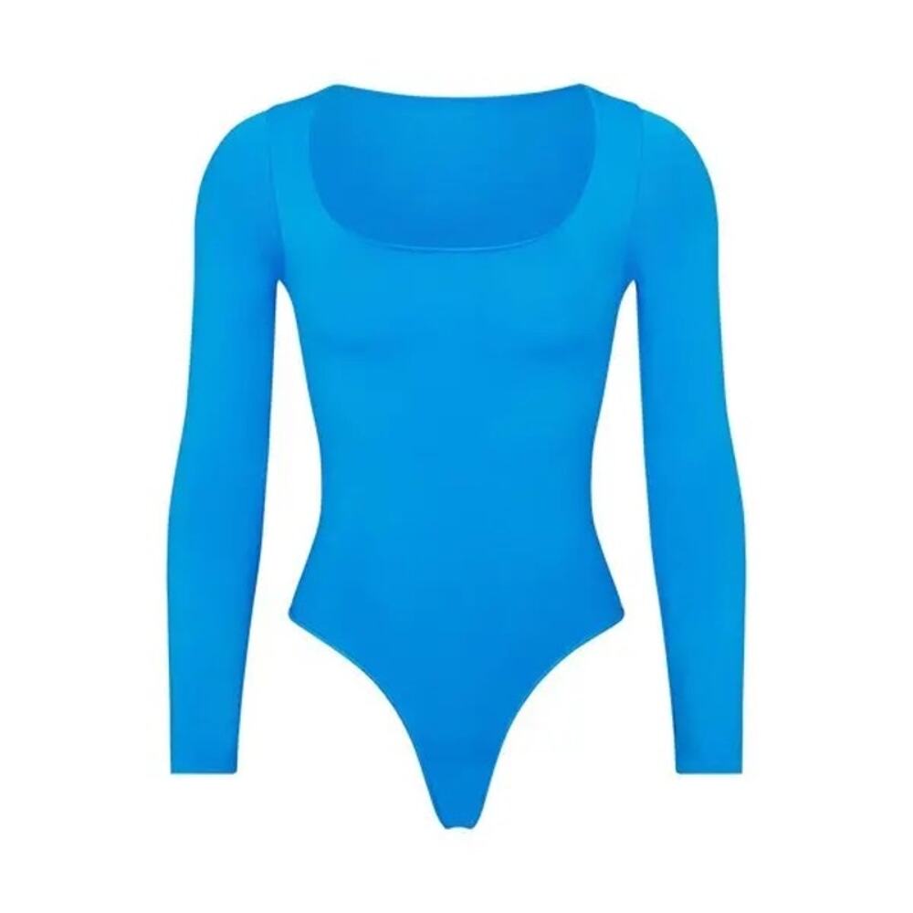 SKIMS Essential Long Sleeve Scoop Neck Bodysuit Mykonos L/XL